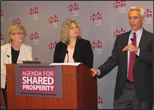 Barbara Ehrenreich, Nancy Cauthen, Jared Bernstein (from left)